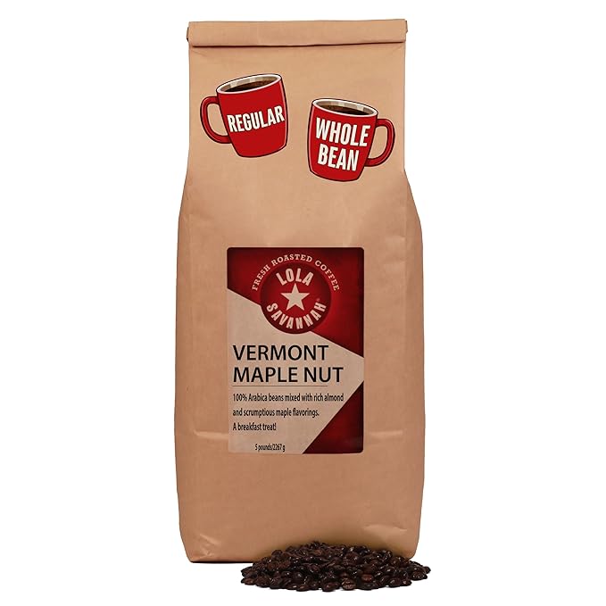Lola Savannah Vermont Maple Nut Whole Bean Caffeinated Coffee 5lb