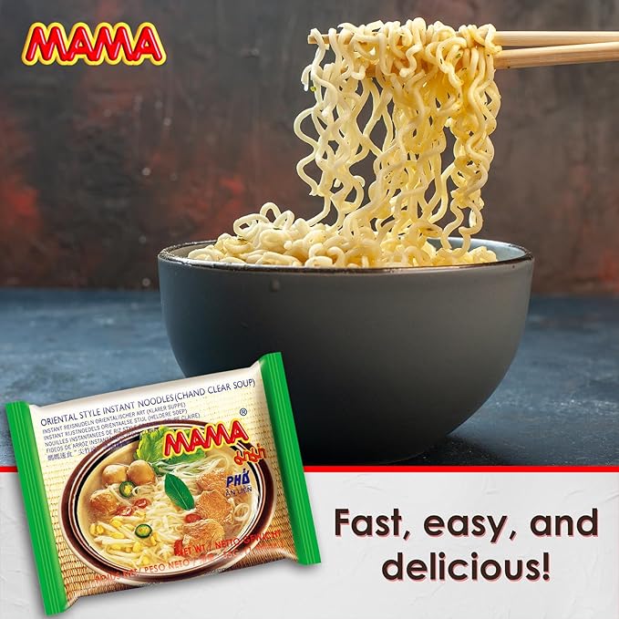 MAMA Noodles Chand Clear Soup Instant Rice Noodles w/Delicious Thai Flavors Hot &amp Spicy Noodles No Trans Fat w/Fewer Calories Than Deep Fried Noodles 30 Pack