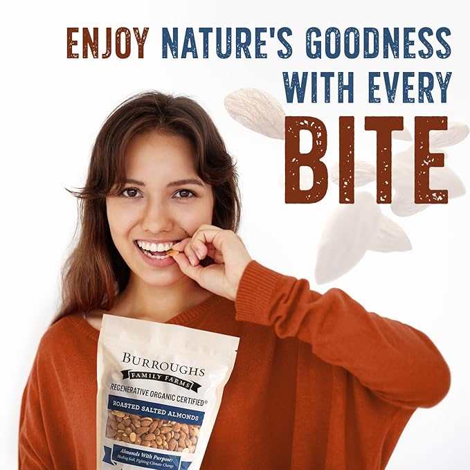 Burroughs Family Farms 3 lb Roasted Salted Almonds – USDA Organic First Regenerative Organic Certified Almond Farm – 2x the Antioxidants and Vitamin B Versus Other Almonds – Lightly Salted &amp Perf