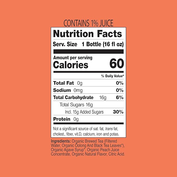 Just Ice Tea Organic Iced Tea 16 Fl Oz Glass Bottles (Peach Oolong Tea Pack of 12)