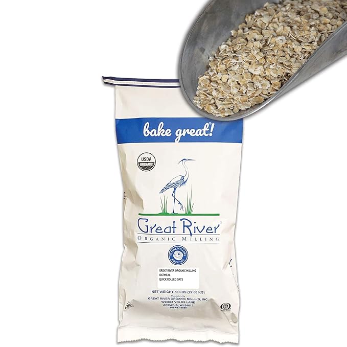 Great River Organic Milling Oatmeal Quick Rolled Oats Organic 50-Pounds (Pack of 1)