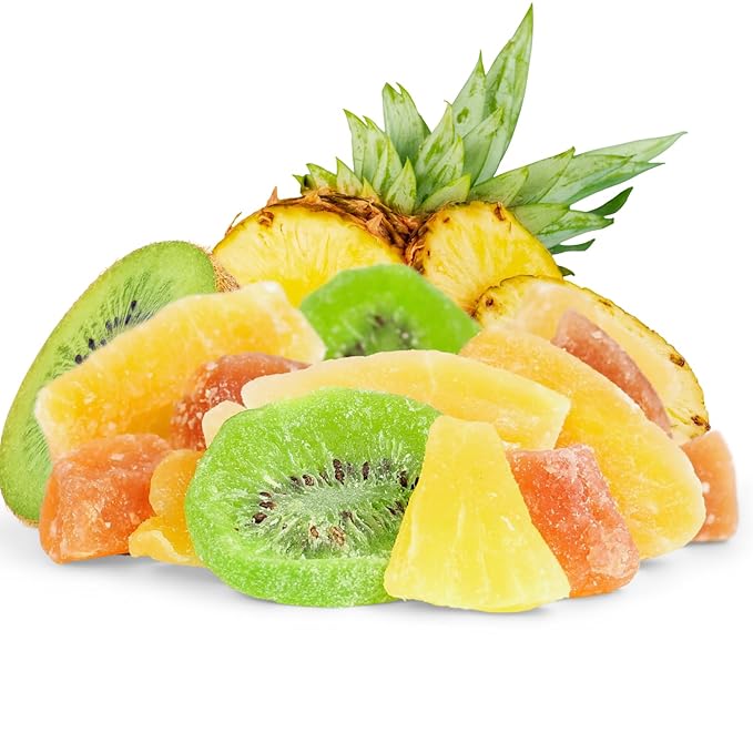 Tropical Dried Mixed Fruit Chunks - by Its Delish 40 OZ Jumbo Container | Healthy Snacks for Adults Kids | Fresh Snack Mix Dry Fruit | Pineapple Mango Papaya Kiwi Slices | Gluten Free Vegan Kosher