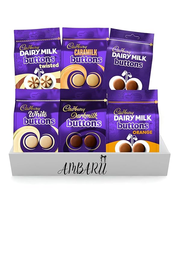 AMBARII Cadbury Dairy Milk Buttons Chocolate Gift Box Variety Pack Hamper 100g 6 Pack
