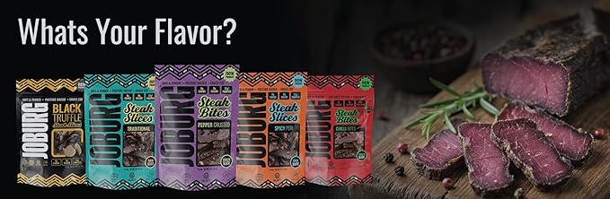 JOBURG VARIETY FLAVORS Steak Slices Biltong Meat Snack Kosher Multi pack/5 (10 OZ VARIETY 5/PK)
