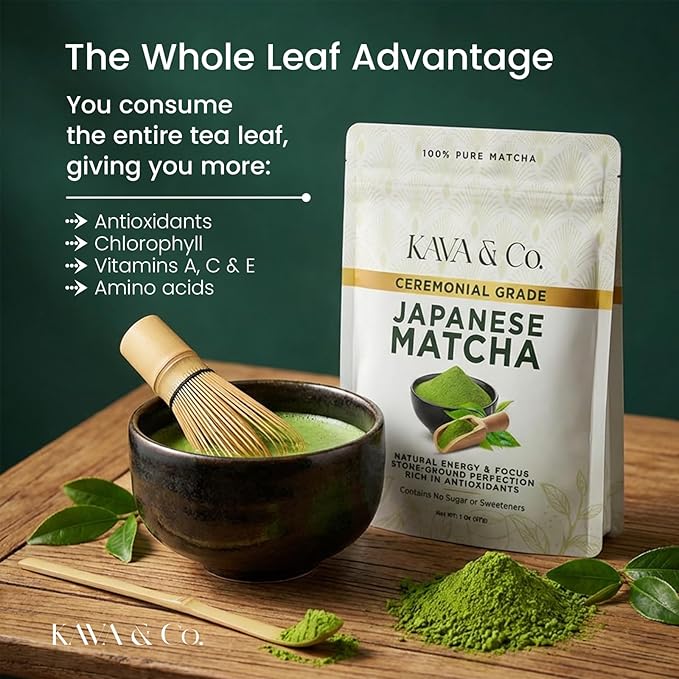 Kava &amp Co. Ceremonial Grade Japanese Matcha Green Tea Powder