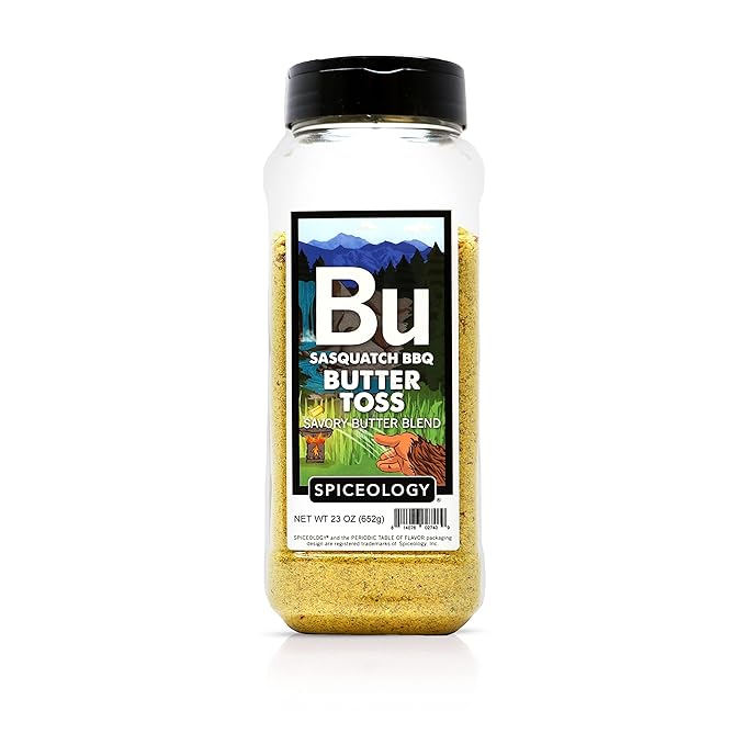 Spiceology &amp Sasquatch BBQ - Butter Toss - Savory Butter Seasoning BBQ Spice Blend - Use On: Steak Chicken Pasta Popcorn and Potatoes - 23 oz