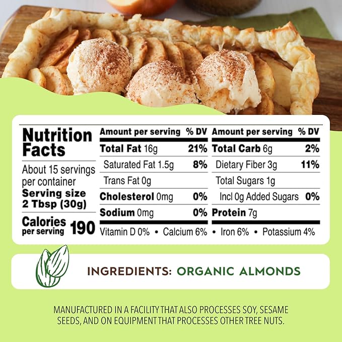 Once Again Creamy Organic Almond Butter No Sugar Lightly Toasted - Single Ingredient Nut Butter No Palm Oil No Salt - Glass Jar Non-GMO Gluten Free Vegan (6-Pack 16 oz Glass Jars)