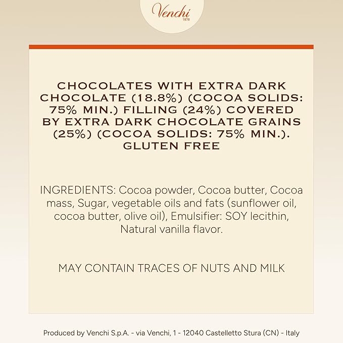 Venchi - Dark Chocolate Chocoviar Chocolates Dark Chocolate Flavor Chocolate Candy Bulk Gluten-Free 2.2 lb Bag