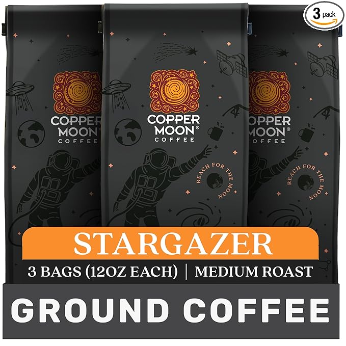 Copper Moon Ground Coffee Stargazer Blend Medium Roast 3 Bags (12 oz. Each)