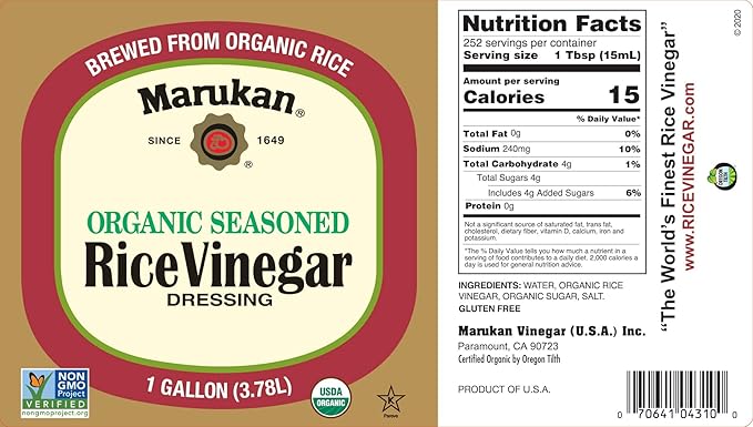 Marukan Organic Seasoned Rice Vinegar 1 Gallon (Pack of 1)