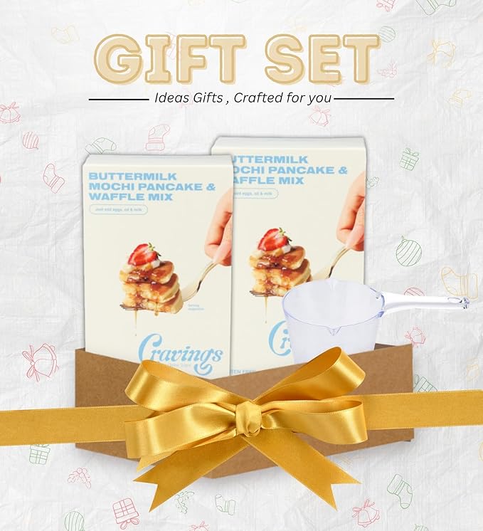 Butter Milk Pancake – 2x Buttermilk Mochi Pancake and Waffle Mix – 14.2OZ Bundle with 1 Cup Plastic Clear Measuring Cup – Rice Flour Blend with Buttermilk for Pancakes and Waffles – Gift Set (3 Items)