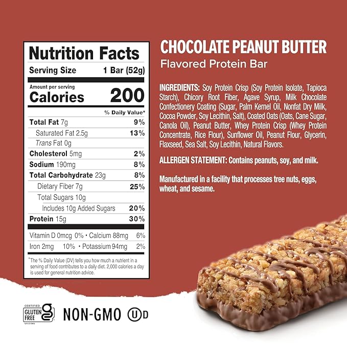 Ready® Protein Bars Bundle - High-Protein Snack with 15g Whey Protein With Flaxseeds and Omega-3s for Sustained Energy Supports Lean Muscle and Recovery - 24CT Total 12 Chocolate Peanut Butter &amp