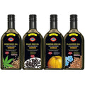 Natural Cold-Pressed Oil Variety Pack – Black Cumin Pumpkin Hemp &amp Flaxseed – Extra Virgin Unrefined Glass Bottles – 4 x 11.83 OZ – Ideal for Cooking