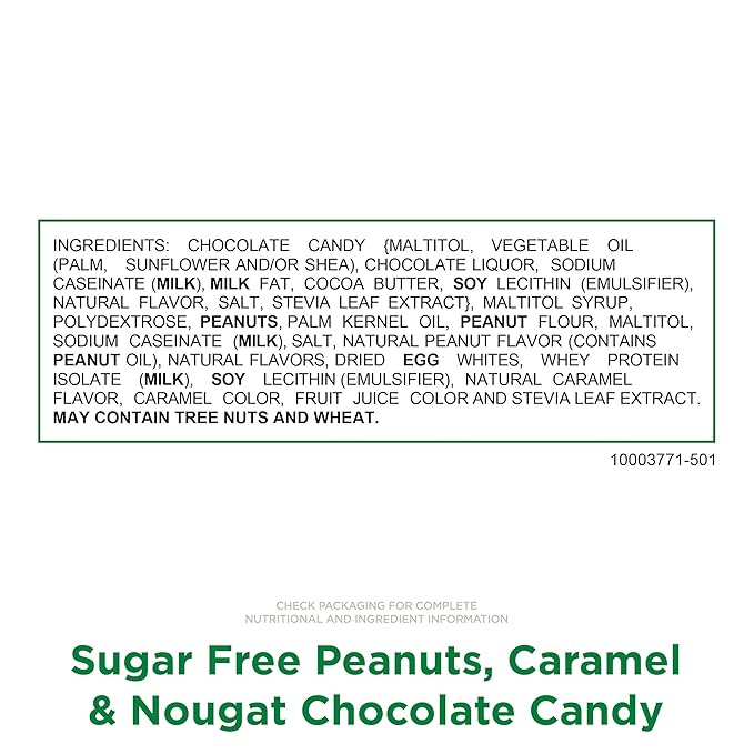 RUSSELL STOVER Sugar Free Peanut Caramel &amp Nougat Chocolate Candy 2.4 oz. bag (Pack of 10)