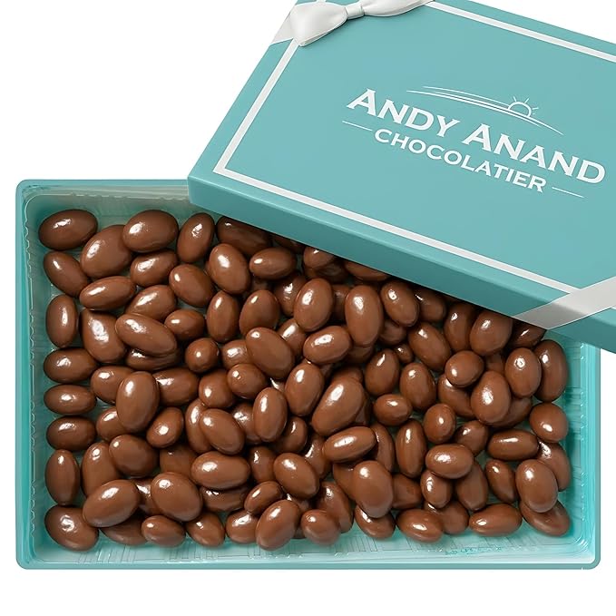 ANDY ANAND CHOCOLATIER Milk Chocolate Covered Almonds - Freshly Roasted Crunchy Almonds Smothered in Rich Creamy Belgian Ideal For Women Men and Kids Delicious No Preservatives Beautiful Gift Box