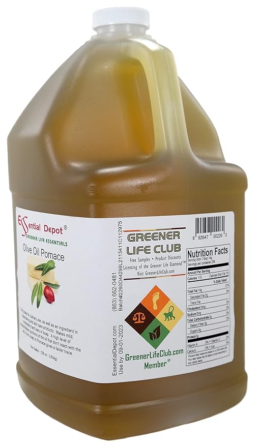 Essential Depot Olive Oil - Pomace - Food Grade - 2 Gallons 256 oz - 2 x 1 Gallon Containers - Safety Sealed HDPE Container with Resealable Cap
