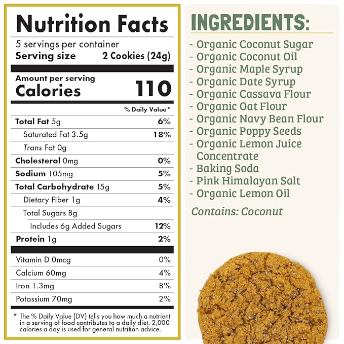 Skout Organic Lemon Poppyseed Soft Baked Cookie (3 Pack) | Soft Baked Cookies | Plant-Based | Vegan | Gluten Dairy &amp Soy Free