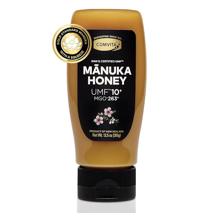 Comvita Manuka Honey UMF 5+ (MGO 83+) - Raw Manuka Honey New Zealand Pure Unpasteurized Honey Superfood for Immune Health Use in Tea Wild Monofloral Non-GMO - Squeeze Bottle 12.5 oz (355g)