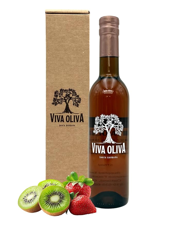 Viva Oliva Strawberry Kiwi Rosé Balsamic Vinegar - 375ml (12.7oz) - Premium Quality - 100% Natural - Barrel Aged Gourmet Balsamic from Modena Italy