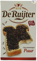 Deruyter Chocoadehagel Puur (Dark Chocolate Sprinkles) 14-Ounces Boxes (Pack of 3)