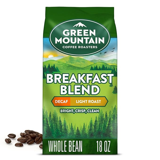 Green Mountain Coffee Roasters Breakfast Blend Decaf Whole Bean Coffee Bagged 18 oz