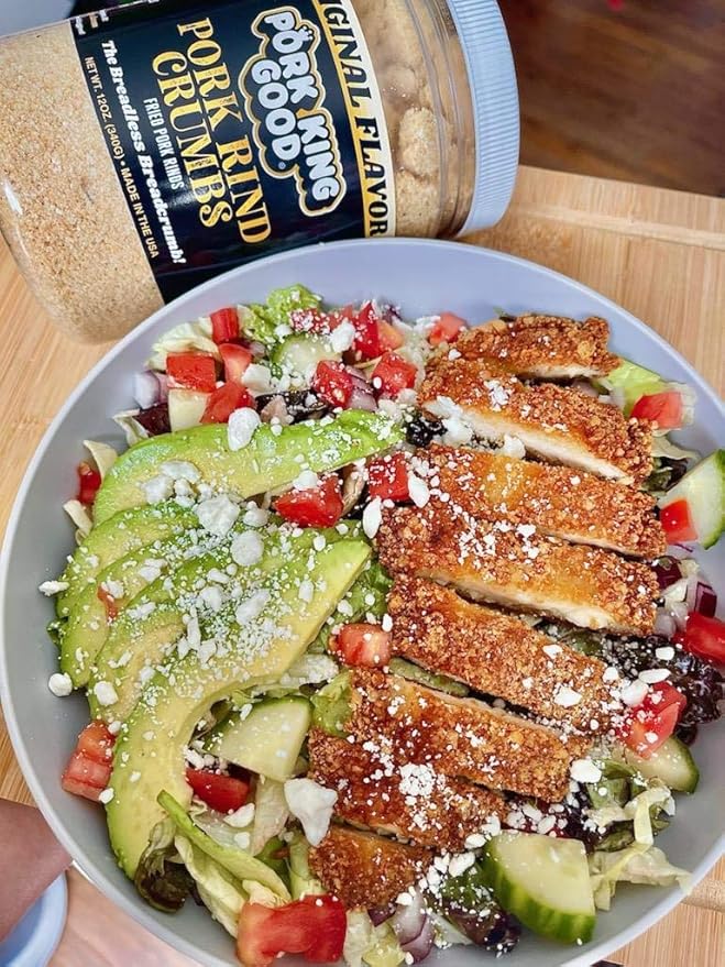 Pork King Good - Pork Rind Breadcrumbs - 2 Pack! Keto Friendly Paleo Gluten-Free Sugar Free Zero Carb Panko Substitute (Two 12 Oz Jars) (Ranch 2 Pack)