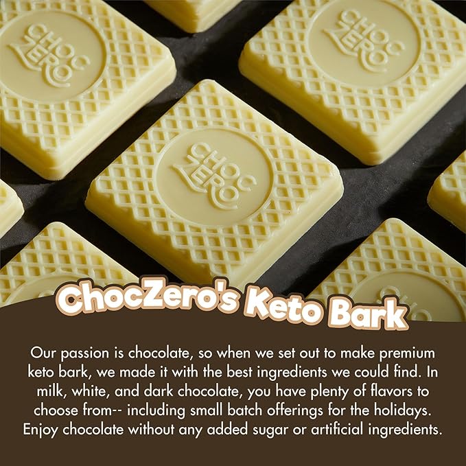 ChocZero Keto Bark White Chocolate Almond No Added Sugar High Fiber Low Carb No Sugar Alcohols No Artificial Sweeteners 3.2 Ounce (Pack of 4)