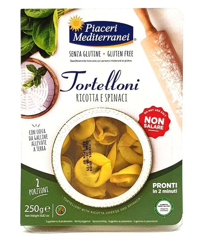 Piaceri Mediterranei Tortelloni Ricotta and Spinach Gluten Free 250g (8.82 oz) 2 Servings Ready in 2 Minutes