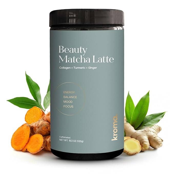 Kroma Beauty Matcha Latte Powder 17.75oz 503g 60 Servings – Ceremonial Grade Japanese Matcha Green Tea with Collagen Ginger Turmeric &amp Adaptogenic Mushrooms for Daily Wellness &amp Rituals