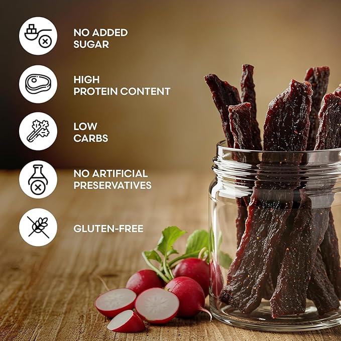 Tough To Chew: Organic Bone Broth Beef Jerky – Grass-Fed Zero Sugar Low Calorie High Protein Extra-Firm Texture – 2 oz (Pack of 3)
