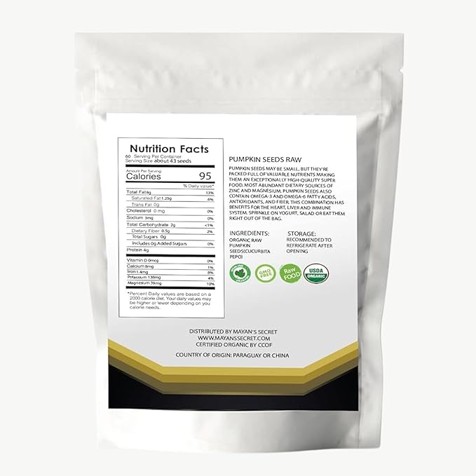 Mayan's Secret - Raw Pumpkin Seeds Organic 2 Lbs - Premium Quality | Fresh | Unsalted (32 Oz (Pack of 2))