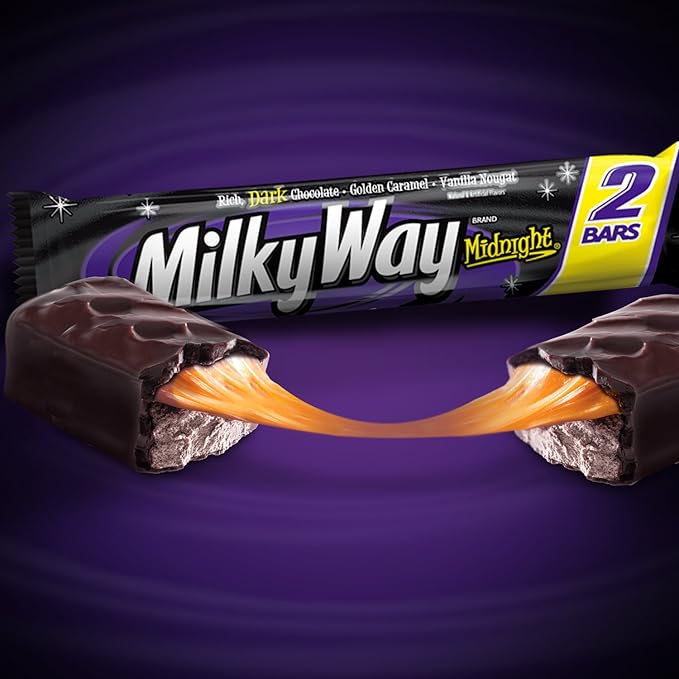 MILKY WAY Candy Bars Midnight Dark Chocolate Candy Bars Sharing Size 2.83-Ounce 24-Count Box