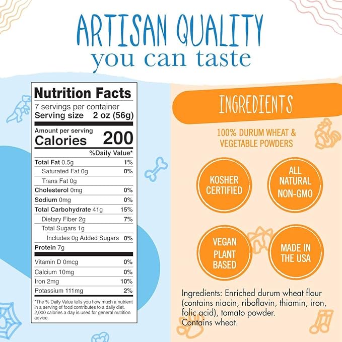 Pastabilities Fun Shaped Pasta for Kids - Halloween - Pumpkin Spider and Ghost Holiday Theme Non-GMO Natural Wheat and Vegetable Pasta All-Natural Kosher Certified Made in the USA (4 Pack 14 Oz)