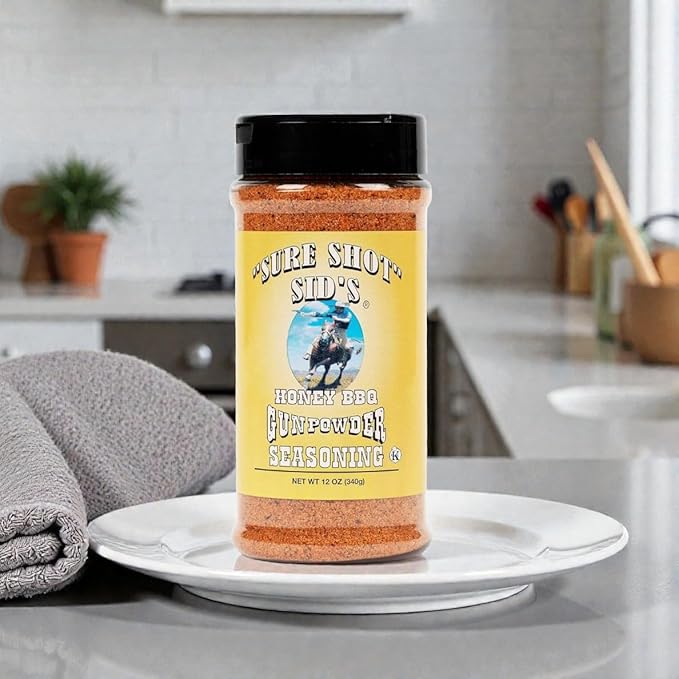 Sure Shot Sid’s Honey BBQ Gunpowder Seasoning 2 Pack (12 oz Each) – Sweet &amp Smoky All-Purpose BBQ &amp Grill Rub for Chicken Ribs Steak &amp Vegetables