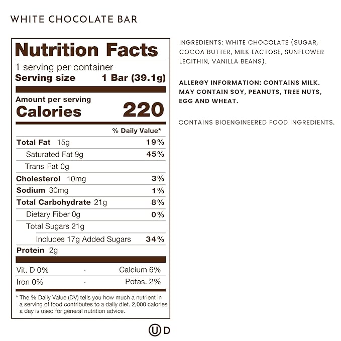 Ethel M Chocolates Premium White Chocolate Bars Individually Wrapped Chocolate Candy Bars for Gifting Holidays &amp Everyday Indulgence (24 Pieces)