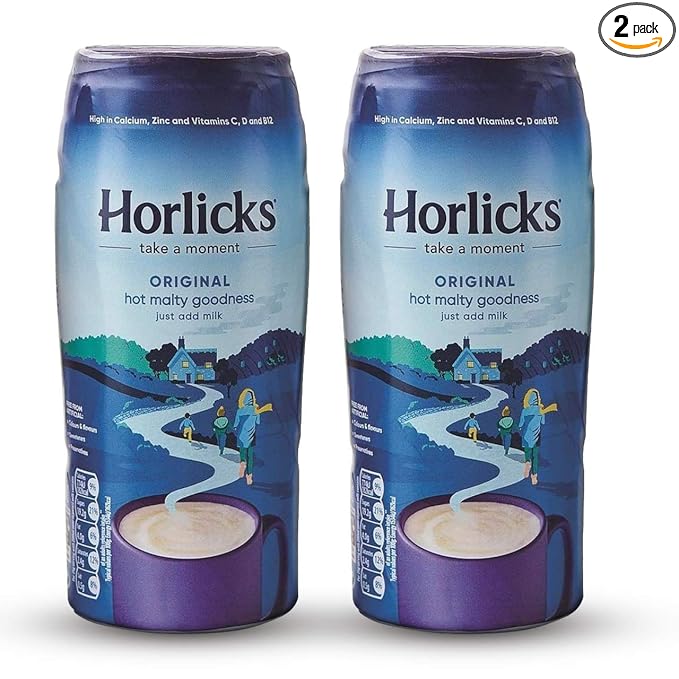 Horlicks Malted Milk Powder 400 Gram (Pack of 2) - Made in England for Malt - Creamy Malty Taste - Free From Artificial Colors Sweeteners and Preservatives
