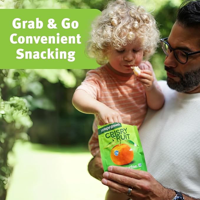 Crispy Green Freeze-Dried Tangerine Fruit Snacks 0.42 Oz (Pack of 12) 100% Pure Fruit All-Natural No Added Sugar Single-Serve Bags for Healthy Snacks &amp School Lunches