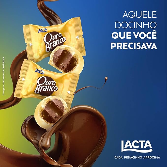 Ouro Branco Brazilian White Chocolate Bonbons Lacta | 2.2 lbs Perfect for Sharing | Bombom Ouro Branco 1Kg