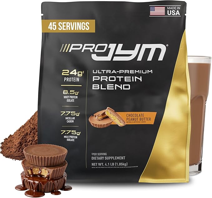 Pro JYM Chocolate Peanut Butter Protein Powder - Whey Protein Isolates Casein &amp Milk Protein Lean Muscle Building for Men &amp Women JYM Supplement Science 45 Servings