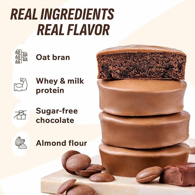 FitnesSHOCK Protein Brownies – Dark Chocolate Dessert Bars – Low Sugar Dessert Snack (2g Total Sugar No Added Sugar) – Healthy Snack – 10 Count