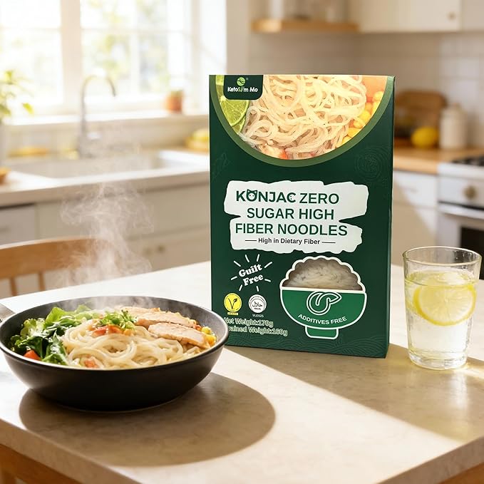 Ketoslim Mo High Fiber Konjac Noodles 2 Pack – Keto Vegan Paleo Low Carb Sugar-Free &amp Gluten-Free (20)