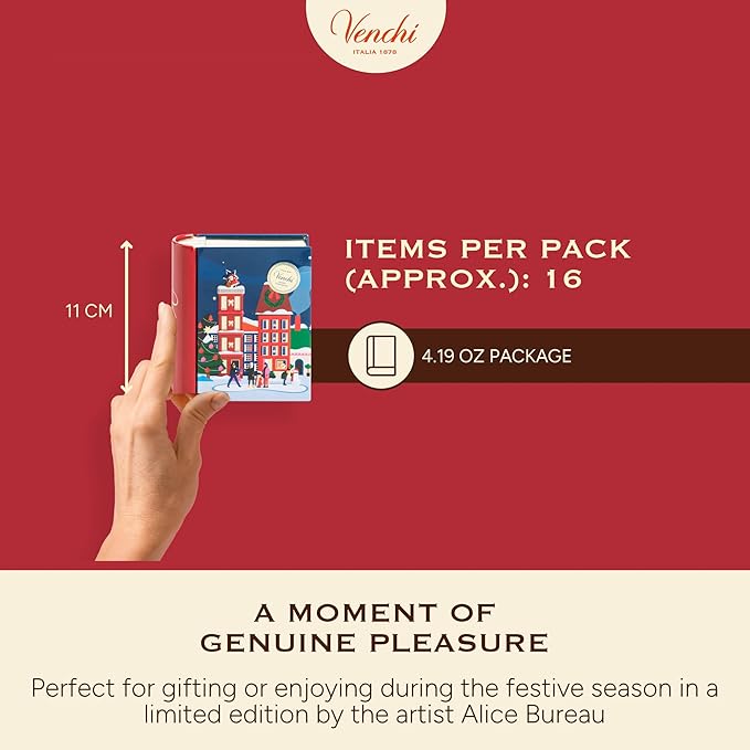 Venchi - Mini Christmas Book with Assorted Chocoviar Gift Box with 6 Chocoviar Chocolates Limited Edition Gluten-Free No Colourings or Preservatives Gift Idea