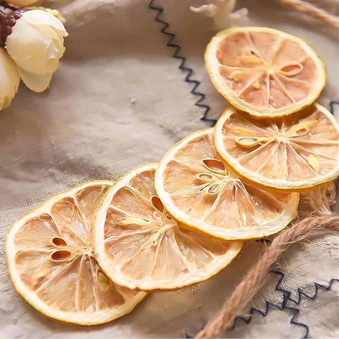 JTEDZI Dried Lemon Slices 17.63oz/500g 240+ Slices Dehydrated Lemon for Cocktail Garnish Cake Decoration Crafts Decor No Sugar Added Vegan &amp Kosher