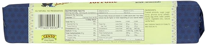La Florentine Soft Torrone Bar 5.3 Ounce