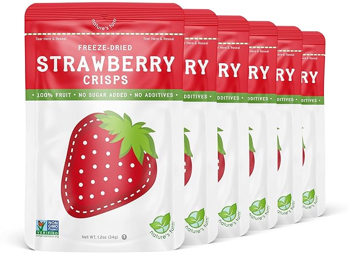 Nature’s Turn Freeze-Dried Fruit Snacks – Best Sellers Variety Pack (Strawberry &amp Banana Apple Strawberry and Peach) Pack of 12 (1.2 oz Each)