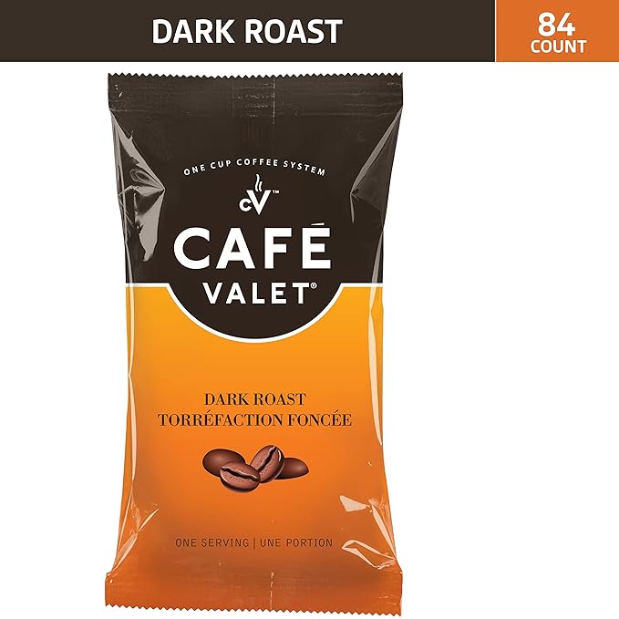 Cafe Valet Single Serve Individually Wrapped Coffee Packs Regular Dark Roast and French Vanilla 100% Arabica Coffee 168 Count