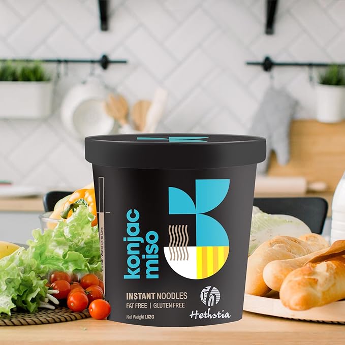 Hethstia Konjac Noodles Instant Miso Soup Cup – 6 Packs Shirataki Pasta Angel Hair with Low Carb Miso Broth Ready to Eat Ramen Low GI Keto-Friendly Healthy Asian Noodles Holiday Gift