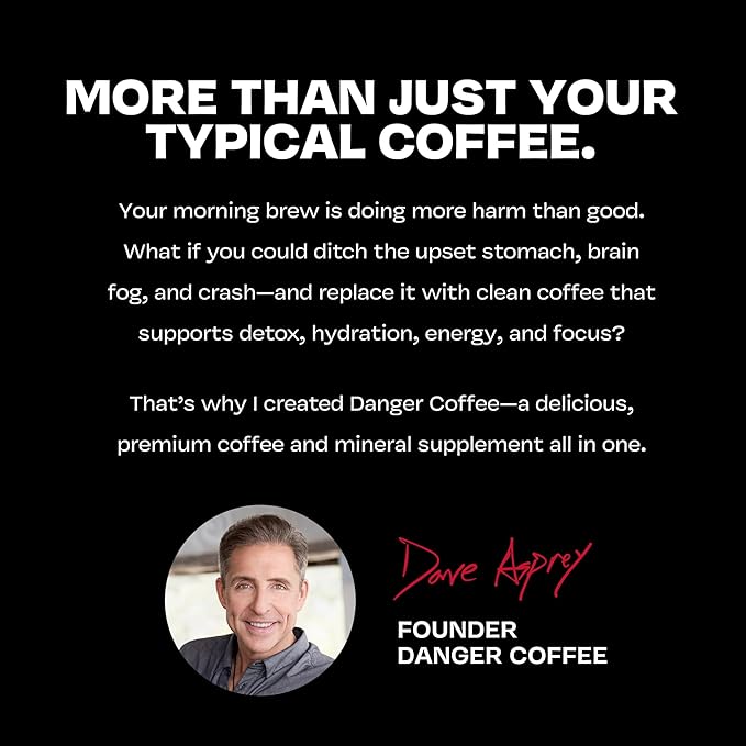 Danger Coffee by Dave Asprey Remineralized Mold Free &amp Lab Tested Swiss Water Decaf Whole Bean Coffee Medium Roast Decaffeinated 10.9 Ounce