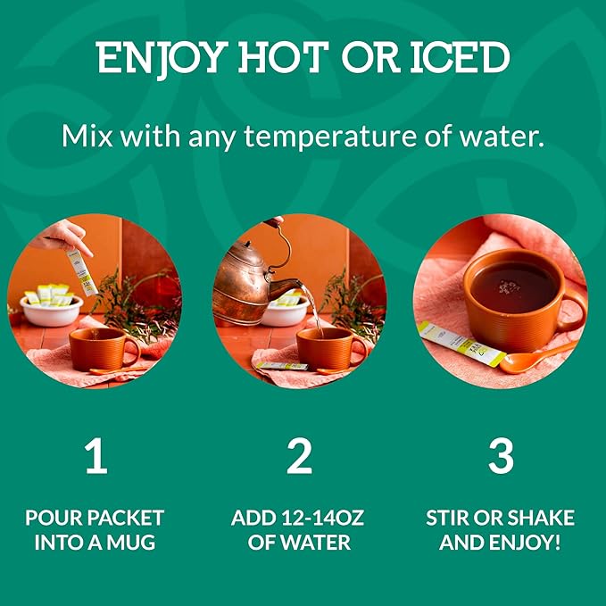 Cusa Tea &amp Coffee | Premium Instant Jasmine Green Tea With Real Fruit &amp Spices | Organic Leaves Drink Mix Packets | Hot or Iced Tea (10 Single Servings)