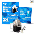 Copper Cow Coffee Premium Pour Over Single-Serve Vietnamese Coffee Pouches (24 pack) | Vanilla | Dark Roast | Flavored with Vanilla Beans | Convenient Vietnamese Ground Coffee Packets Travel Friendly
